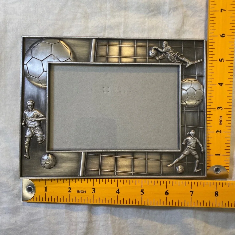Sixtrees‎ Soccer Picture Frame 4x6 Pewter Tone Metal Sports 3D Relief AF83746